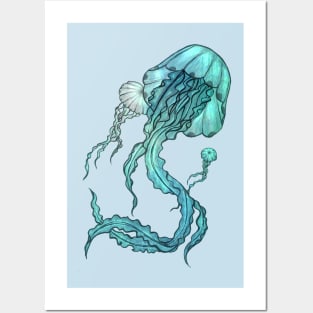 Turquoise Jellyfish Posters and Art